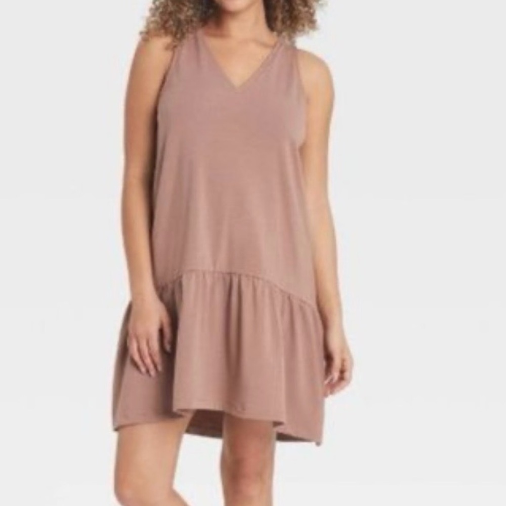 a new day Mauve-Pink V-Neck Ruffle-Hem Mini Dress